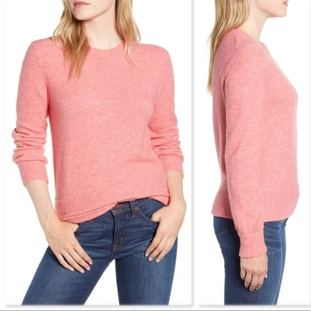 J. Crew Crewneck Sweater Supersoft Yarn Pink Top